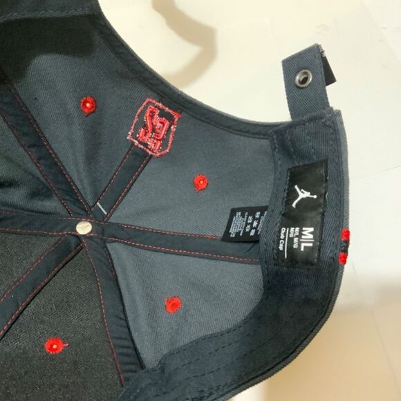 Nike Awake Air Jordan Mens Adjustable Red and Black Leather Bill Hat - Picture 5 of 13